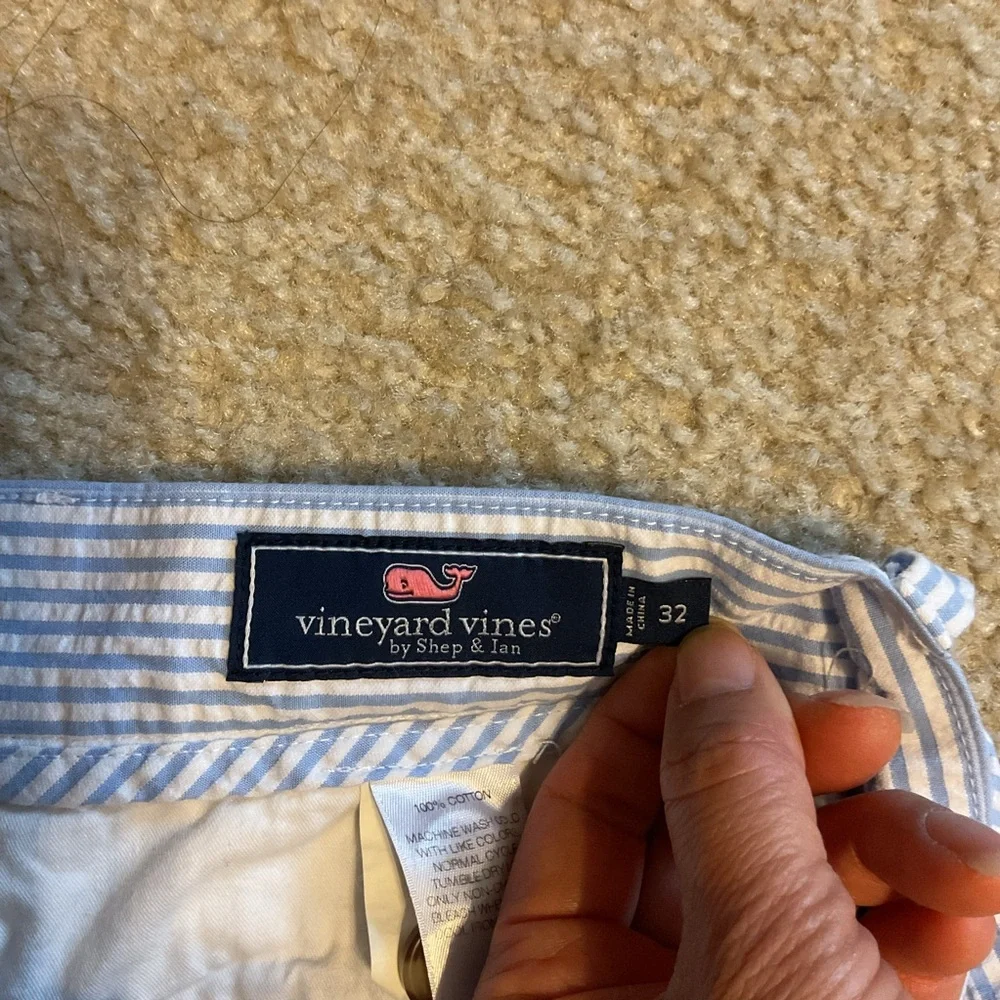 Vineyard Vines Breaker Shorts Seersucker Blue & White  Striped Nautical Men’s 32